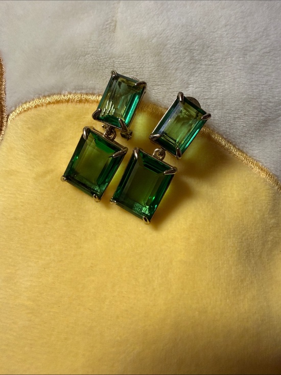Heidi Daus Jewelry - Heidi Daus Deep Green Rectangular Swarovski Drop Earrings